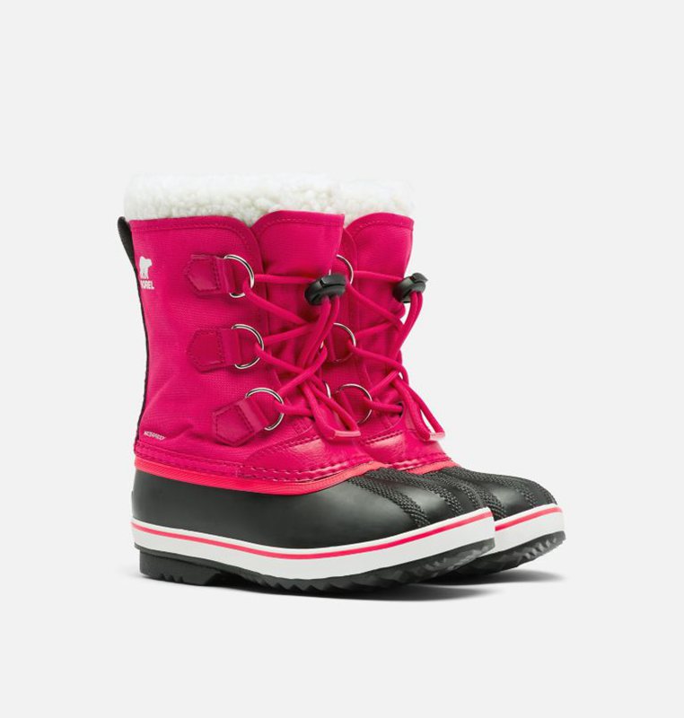 Kids Snow Boots Pink/Black - Sorel Childrens Yoot Pac™ Nylon - 473901-RHI